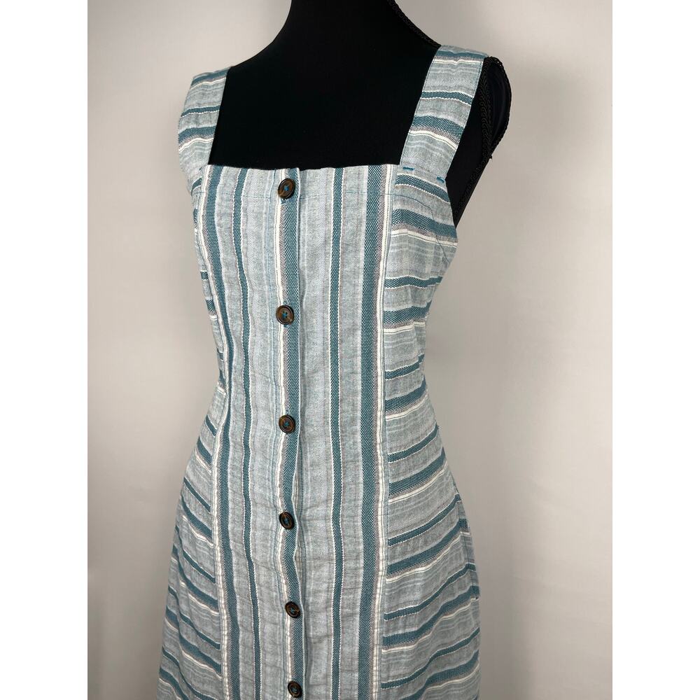 NWT Roxy Sweeter Dreams Light Blue Stripe Linen Blend Mini Dress Size Medium - Picture 3 of 8